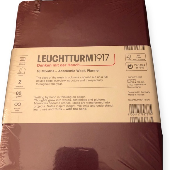 Leuchtturm 1917 2023-2024 A5 Academic Weekly Planner bullet journal NWT Port Red - Picture 7 of 9